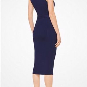 michael kors belted ribbed knit dress